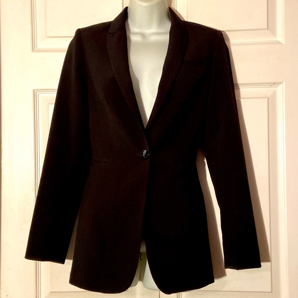 The Savile Row Co. Black Polyester One Button Blazer Jacket sz S Back to Office